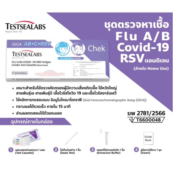 ชุดตรวจหาเชื้อ Flu A/B, Covid-19 RSV แอนติเจน ( สำหรับ Home Use ) - Image 2