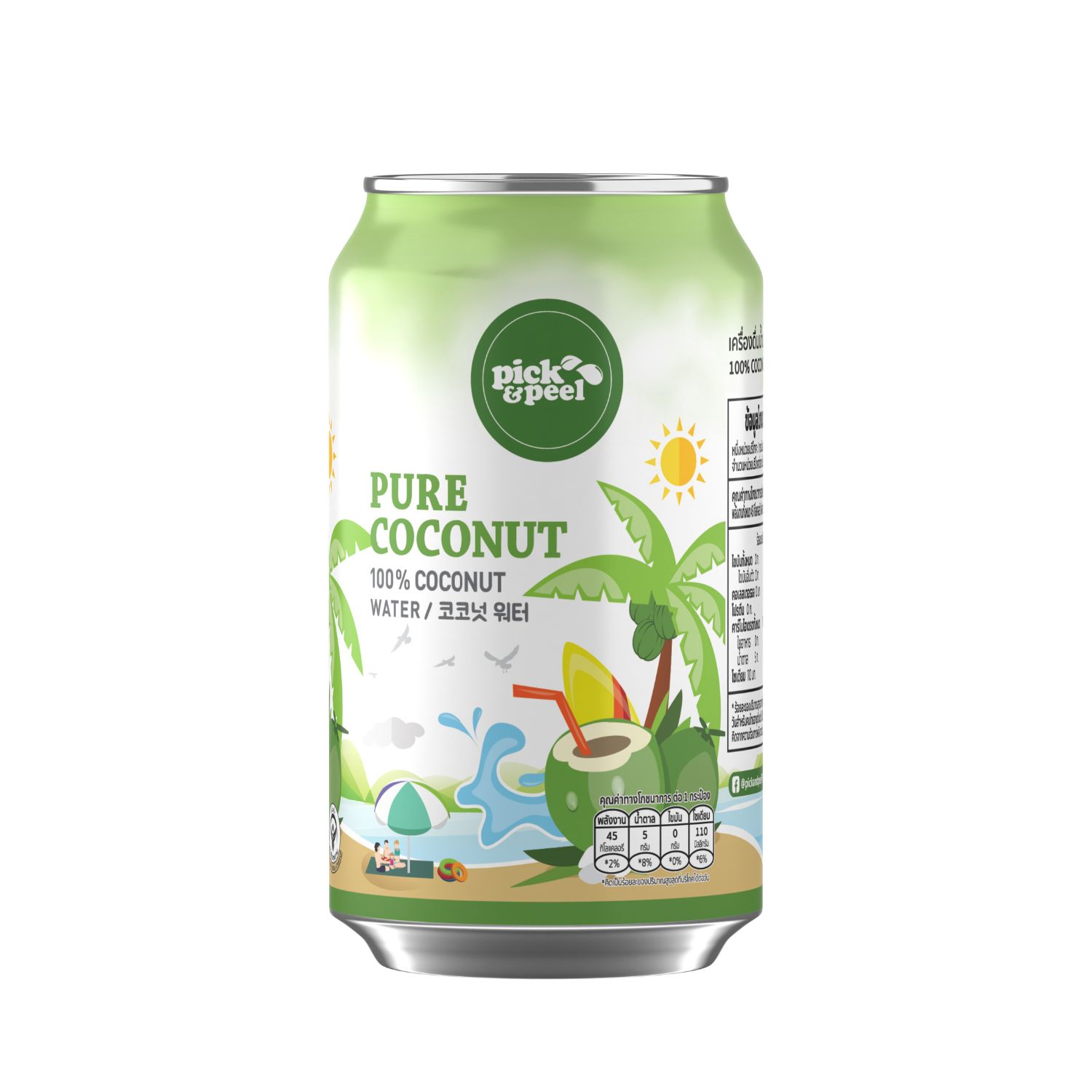 Pick & Peel Pure Coconut 100% Coconut Water Can 300 ml